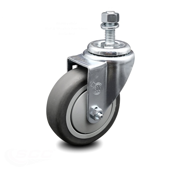 4 Inch Thermoplastic Rubber Wheel Swivel 1/2 Inch Threaded Stem Caster SCC
